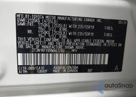 2024 Toyota Rav4 Limited z USA, uszkodzony, nr VIN 2T3N1RFVXRW461760